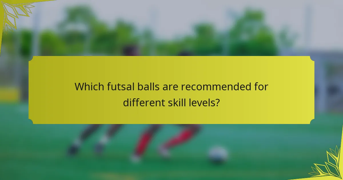 Which futsal balls are recommended for different skill levels?