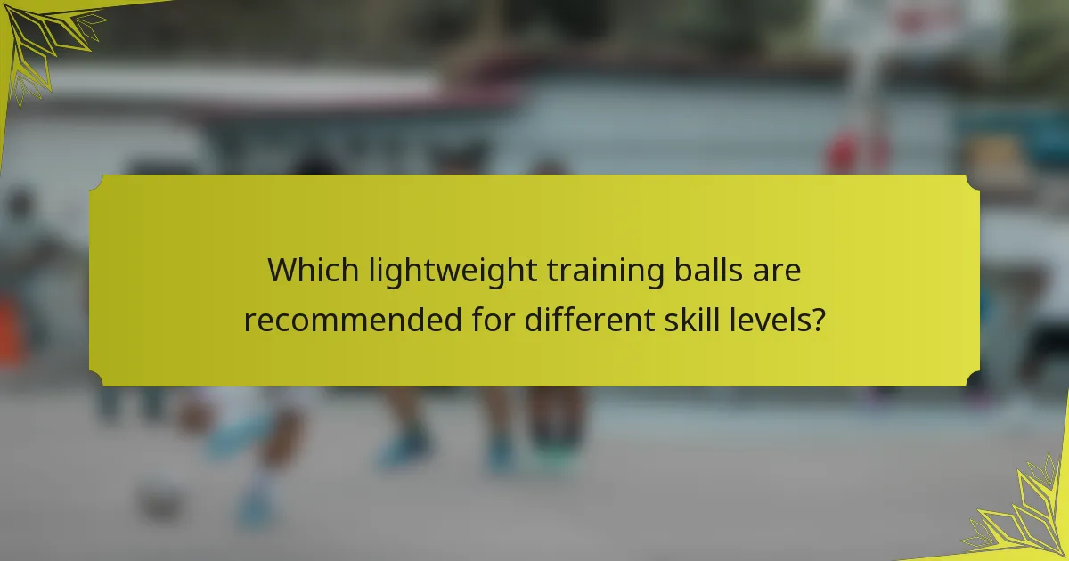 Which lightweight training balls are recommended for different skill levels?